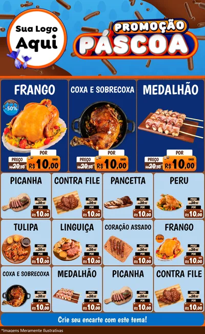 Modelo de Encarte para Encarte Grande com o tema Promoção Páscoa para Assados