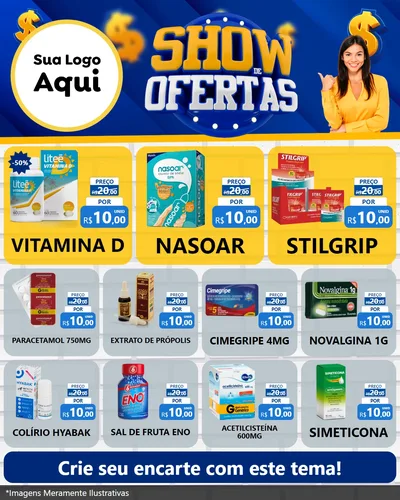 Modelo de Rede Social para Feed Instagram com o tema Show de Ofertas para Farmácia