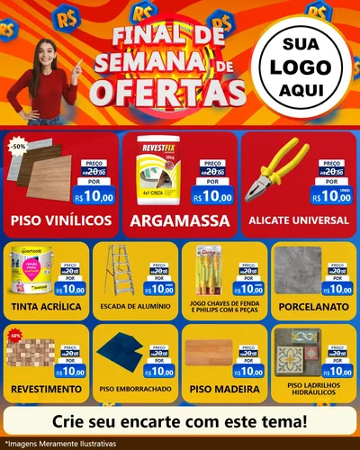 Modelo de Rede Social para Feed Instagram com o tema Final de Semana de Ofertas para Material para Construção