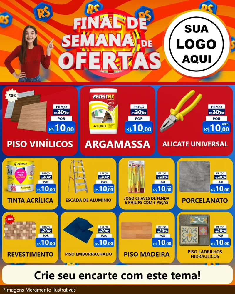 Modelo de Rede Social para Feed Instagram com o tema Final de Semana de Ofertas para Material para Construção