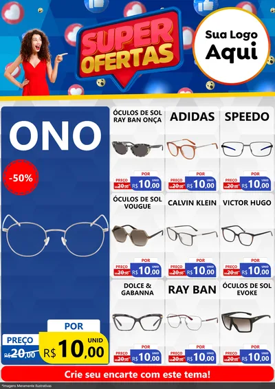 Modelo de Encarte para Encarte A4 Vertical com o tema Super Ofertas para Óticas