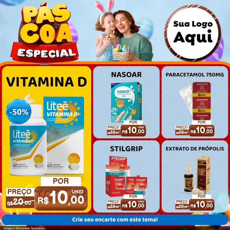 Modelo de Rede Social para Feed Facebook com o tema Páscoa Especial para Farmácia