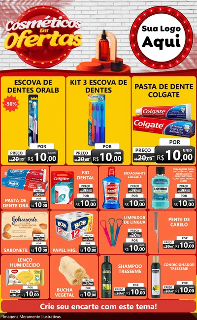 Modelo de Encarte para Encarte Grande com o tema Cosméticos em Ofertas