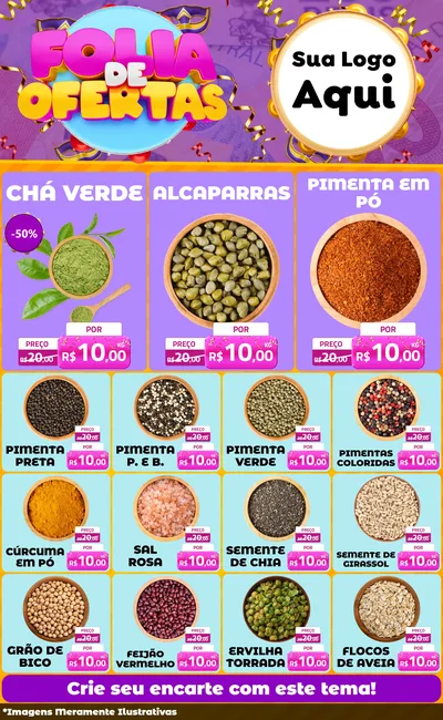 Modelo de Encarte para Encarte Grande com o tema Folia de Ofertas para Produtos Naturais