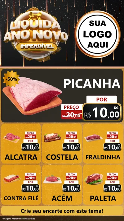 Modelo de Rede Social para Stories com o tema Liquida Ano Novo Imperdível para Açougue