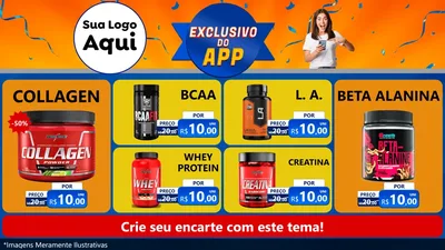 Modelo de TV para TV Horizontal com o tema Exclusivo do Aplicativo para Suplementos alimentares