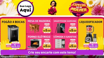 Modelo de TV para TV Horizontal com o tema Especial Dia da Mulher para Móveis e Eletro