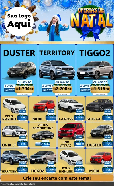 Modelo de Encarte para Encarte Grande com o tema Ofertas de Natal para Concessionaria de Carros