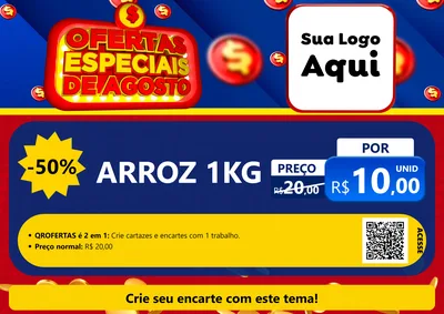 Modelo de Cartaz para Cartaz A4 Horizontal com o tema Ofertas Especiais de Agosto para Supermercado