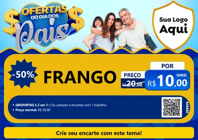 Modelo de Cartaz para Cartaz A4 Horizontal com o tema Ofertas do Dia dos Pais para Assados