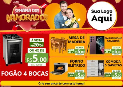Modelo de Encarte para Encarte A4 Horizontal com o tema Semana dos Namorados para Móveis e Eletro