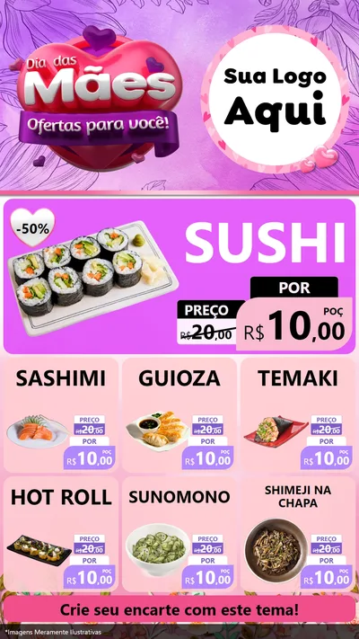 Modelo de Rede Social para Stories com o tema Dia das Mães Ofertas para Você! para Comida japonesa