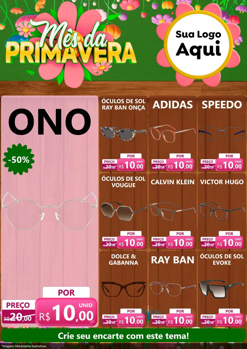 Modelo de Encarte para Encarte A4 Vertical com o tema Mês da Primavera para Óticas