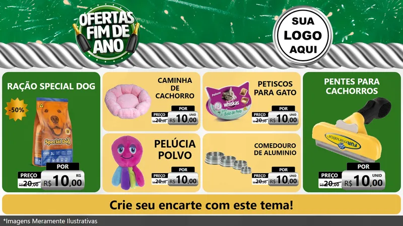 Modelo de TV para TV Horizontal com o tema Ofertas Fim de Ano para Pet Shop