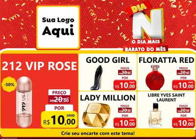 Modelo de Encarte para Encarte A4 Horizontal com o tema Dia N o Dia Mais Barato do Mês para Perfumes