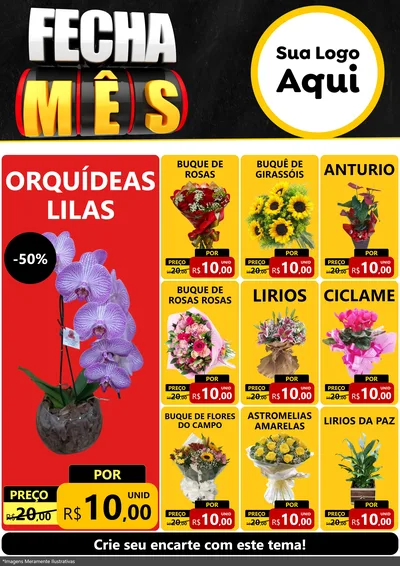 Modelo de Encarte para Encarte A4 Vertical com o tema Fecha Mês para Floricultura e jardim