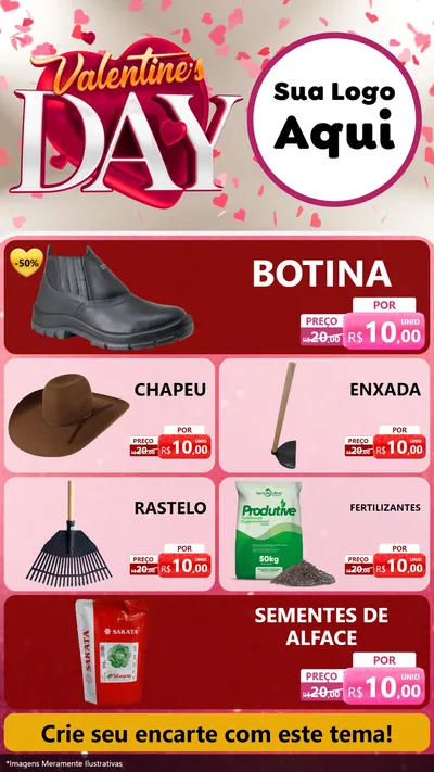 Modelo de TV para TV Vertical com o tema Valentine's Day para Agropecuária