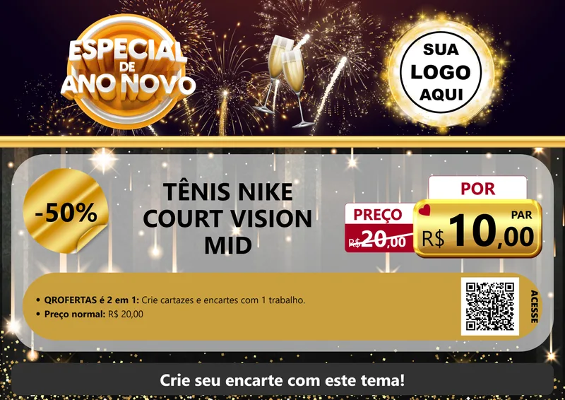 Modelo de Cartaz para Cartaz A4 Horizontal com o tema Especial de Ano Novo para Calçados