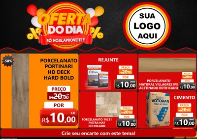 Modelo de Encarte para Encarte A4 Horizontal com o tema Oferta do Dia - Só hoje, Aproveite! para Pisos e revestimentos