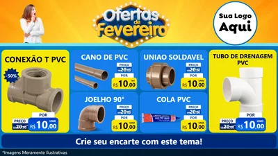 Modelo de TV para TV Horizontal com o tema Ofertas de Fevereiro para Tubos e conexões