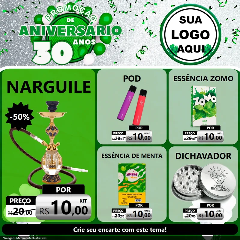 Modelo de Rede Social para Feed Facebook com o tema Promoção de Aniversário - 30 Anos para Tabacaria