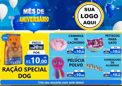 Modelo de Encarte para Encarte A4 Horizontal com o tema Mês de Aniversário para Pet Shop