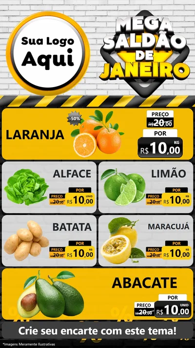 Modelo de TV para TV Vertical com o tema Mega Saldão de Janeiro para Hortifrúti