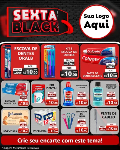 Modelo de Rede Social para Feed Instagram com o tema Sexta Black para Higiene Pessoal