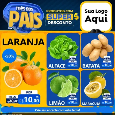 Modelo de Rede Social para Feed Facebook com o tema Mês dos Pais para Hortifrúti