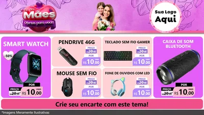 Modelo de TV para TV Horizontal com o tema Dia das Mães Ofertas para Você! para Informática