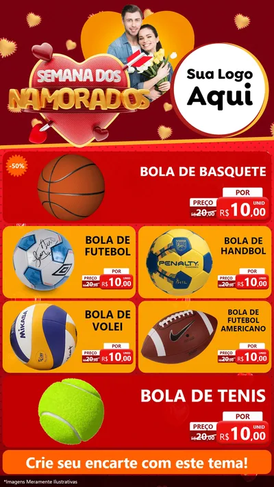 Modelo de TV para TV Vertical com o tema Semana dos Namorados para Artigos Esportivos