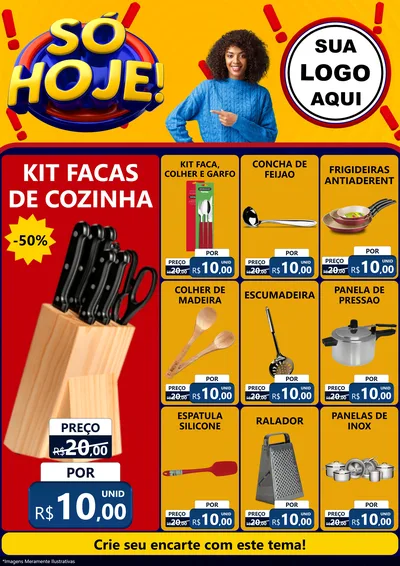 Modelo de Encarte para Encarte A4 Vertical com o tema Só Hoje! para Utilidades Domésticas