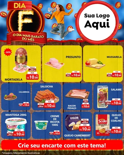 Modelo de Rede Social para Feed Instagram com o tema Dia F - O Dia Mais Barato Do Mês para Frios e Laticínios
