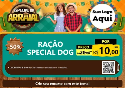 Modelo de Cartaz para Cartaz A4 Horizontal com o tema Especial De Arraial para Pet Shop
