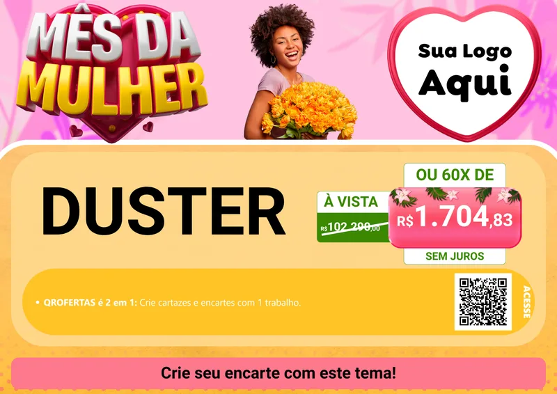Modelo de Cartaz para Cartaz A4 Horizontal com o tema Mês da Mulher para Concessionaria de Carros
