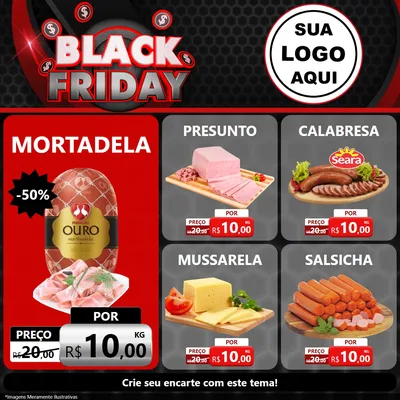 Modelo de Rede Social para Feed Facebook com o tema Black Friday para Frios e Laticínios