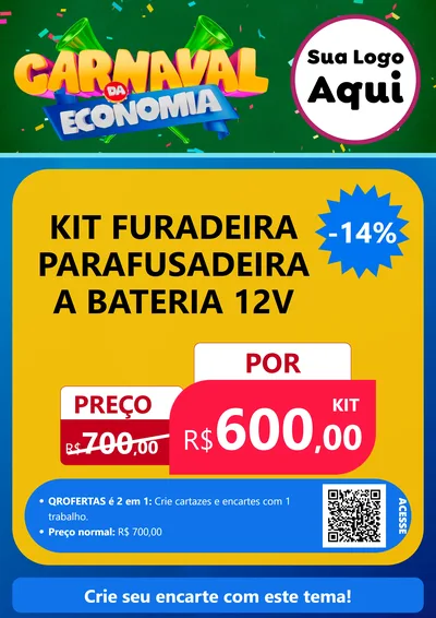 Modelo de Cartaz para Cartaz A4 Vertical com o tema Carnaval da Economia para Maquinas e Ferramentas