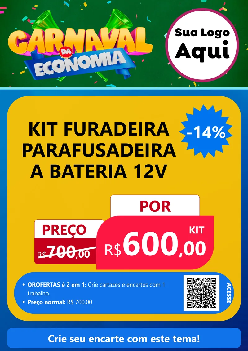 Modelo de Cartaz para Cartaz A4 Vertical com o tema Carnaval da Economia para Maquinas e Ferramentas