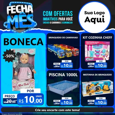Modelo de Rede Social para Feed Facebook com o tema Fecha Mês para Brinquedos