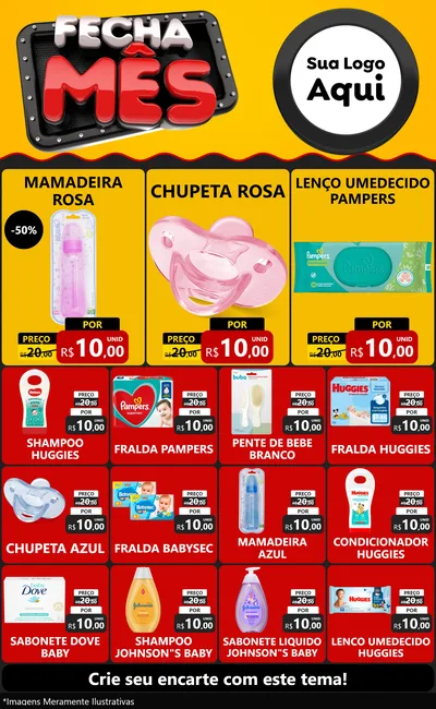 Modelo de Encarte para Encarte Grande com o tema Fecha Mês para Bebês