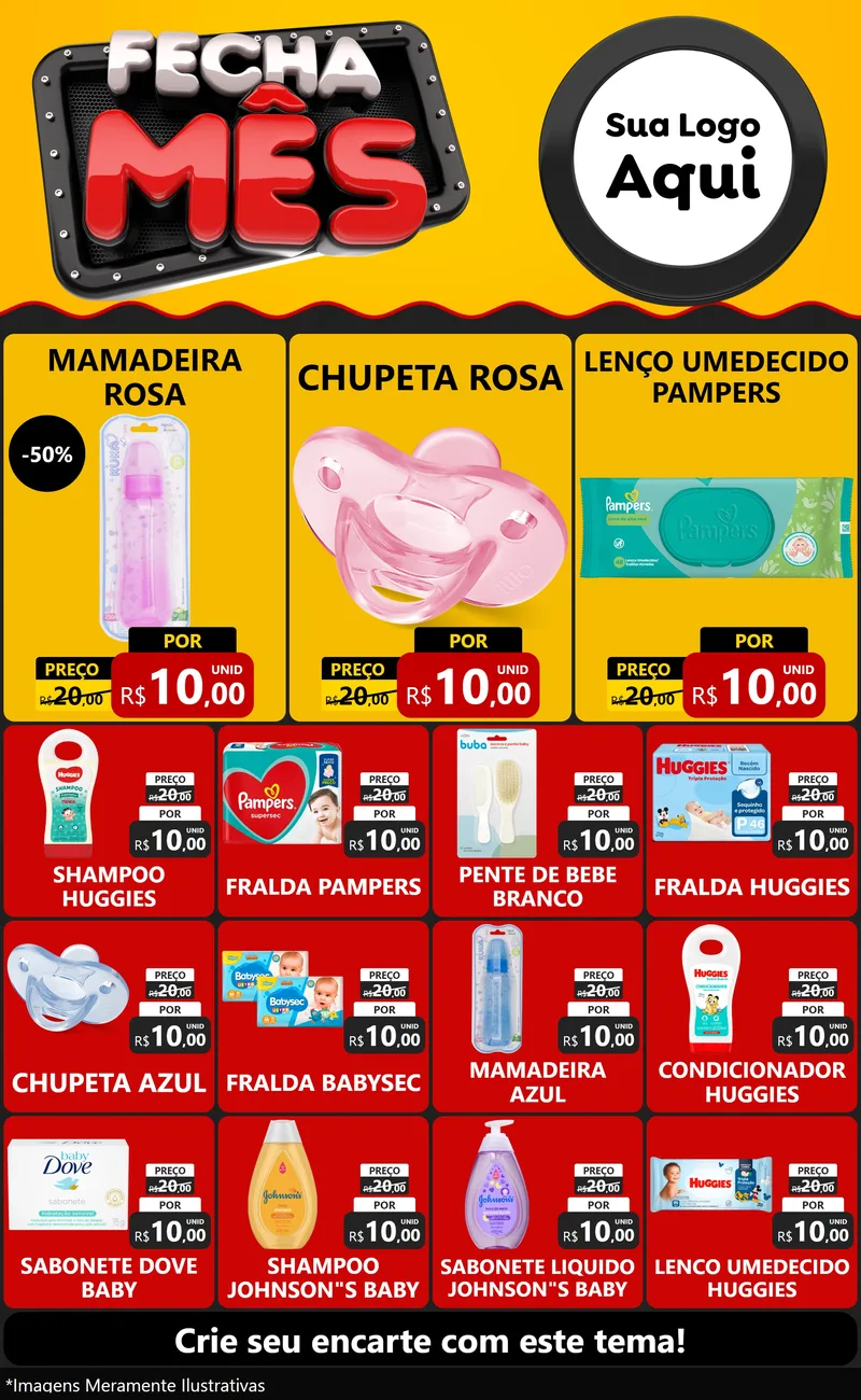 Modelo de Encarte para Encarte Grande com o tema Fecha Mês para Bebês