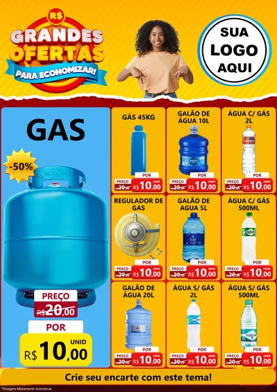 Modelo de Encarte para Encarte A4 Vertical com o tema Grandes Ofertas Para Economizar! para Água e gás