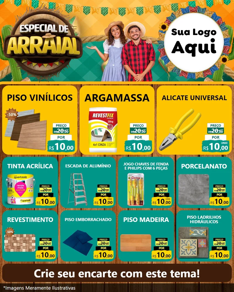 Modelo de Rede Social para Feed Instagram com o tema Especial De Arraial para Material para Construção