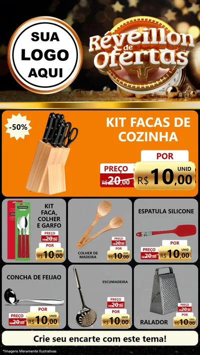 Modelo de Rede Social para Stories com o tema Réveillon de Ofertas para Utilidades Domésticas