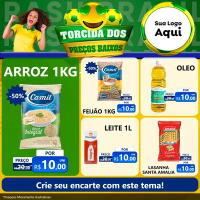 Modelo de Rede Social para Feed Facebook com o tema Torcida dos Preços Baixos - Copa para Supermercado