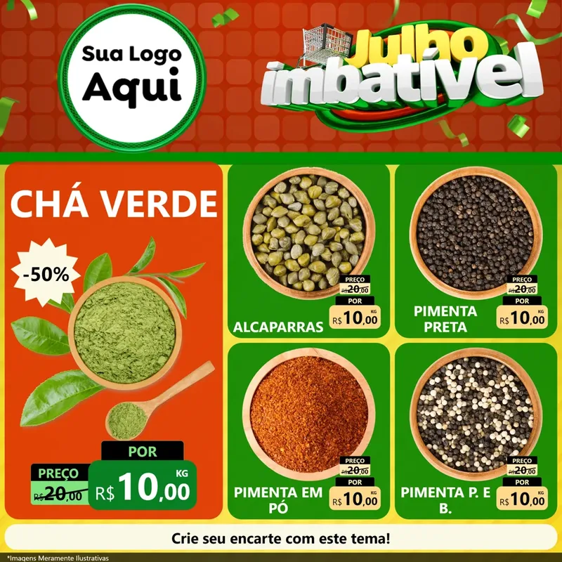 Modelo de Rede Social para Feed Facebook com o tema Julho Imbatível para Produtos Naturais