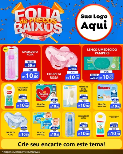 Modelo de Rede Social para Feed Instagram com o tema Folia de Preços Baixos para Bebês