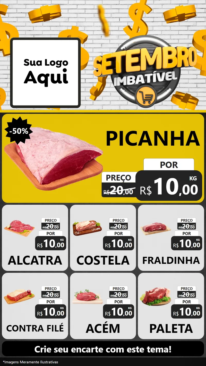 Modelo de Rede Social para Stories com o tema Setembro Imbatível para Açougue