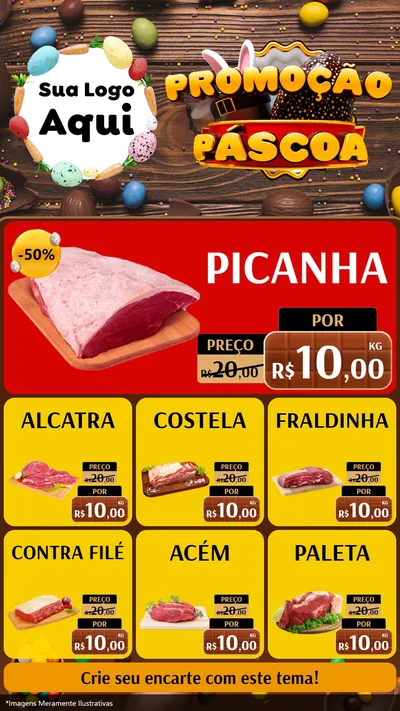 Modelo de Rede Social para Stories com o tema Promoção Páscoa para Açougue