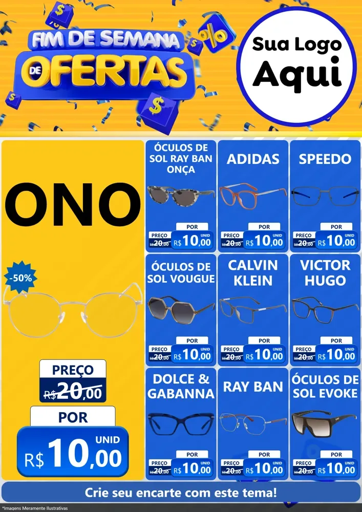 Modelo de Encarte para Encarte A4 Vertical com o tema Fim de Semana de Ofertas para Óticas